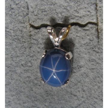 LINDE LINDY 10X8MM 3+ CT CORNFLOWR BLUE STAR SAPPHIRE CREATED 925 S/S PENDANT