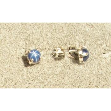 VINTAGE LINDE LINDY PETITE 5MM RD CF BLUE STAR SAPPHIRE CREATED EAR PND CHN  SS