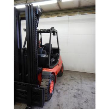 2000 LINDE H45D 10000 LB DIESEL FORKLIFT PNEUMATIC 108/225 3 STAGE MAST 3856