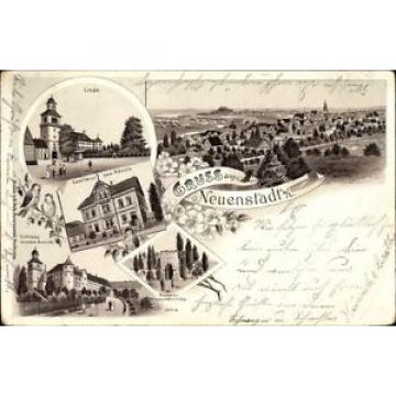 Litho Neuenstadt am Kocher, Gasthaus zum Rössle, Schloß, Linde, Total - 1255920