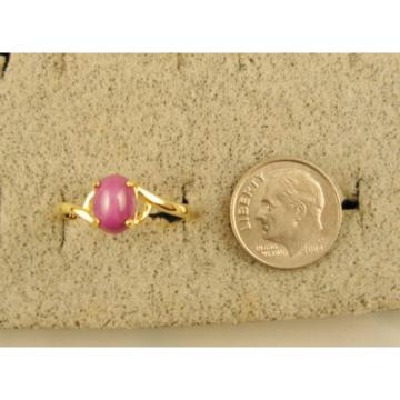 VINTAGE LINDE LINDY PINK STAR RUBY CREATED SAPPHIRE RING YEL GOLD PLATE .925 S/S