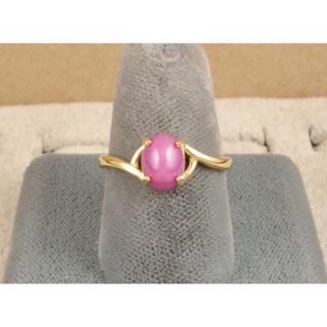 VINTAGE LINDE LINDY PINK STAR RUBY CREATED SAPPHIRE RING YEL GOLD PLATE .925 S/S