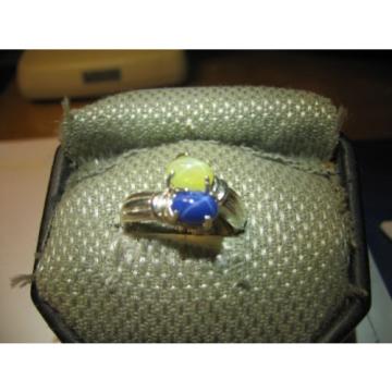 GEMINI 2 STONE BLUE/YELLOW LINDE STAR RING.925 STERLING SILVER SIZE 8  &amp; more