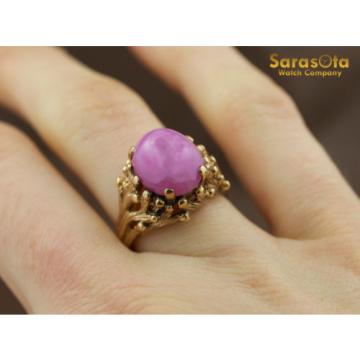 14K Yellow Gold Pink Linde Star Gem Solitaire Women&#039;s Ring Size 6