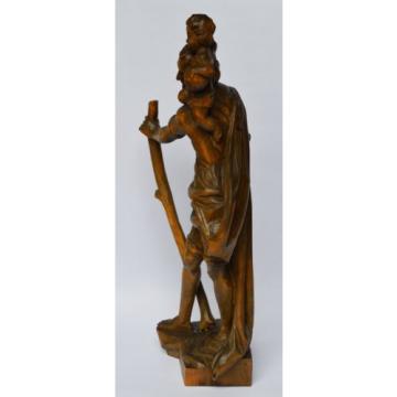 Skulptur Figur Holz Linde handgeschnitzt Heiliger Christophorus 1950/ 60 H 52 cm