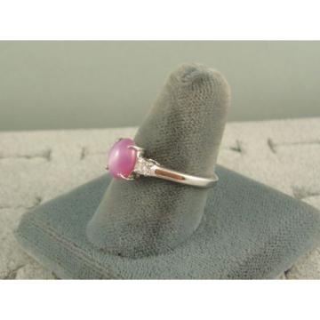 VINTAGE LINDE LINDY DUSKY ROSE STAR SAPPHIRE CREATED ACCENTD RING RD PLT .925 SS