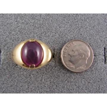 PMP LINDE LINDY TRANS RED STAR RUBY CREATED SAPPHIRE RING YEL GOLD PLATE .925 SS