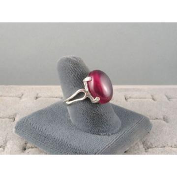 16X12MM 9+CT LINDE LINDY RED STAR SAPPHIRE CREATED SECOND QUALITY RING .925 SS