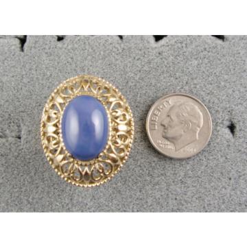 LINDE LINDY CF BLUE STAR SAPPHIRE CREATED 2ND YELLOW GOLD ION PLT STAINLESS RING