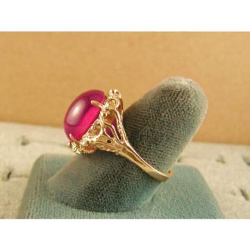 PMP LINDE LINDY TRANS HOT PINK STAR SAPPHIRE CREATED SOLID 10K YELLOW GOLD RING