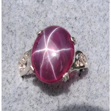 16X12MM 9+CT LINDE LINDY RED STAR SAPPHIRE CREATED RUBY SECOND Q RING .925 SS