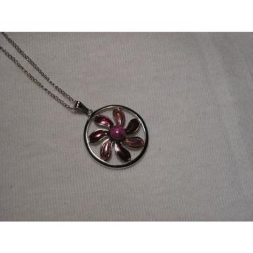 ...Sterling Silver,Enamel,Linde/Lindy Ruby Star Sapphire Pendant Necklace...