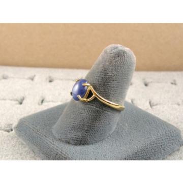 VINTAGE LINDE LINDY CORNFLOWER BLUE STAR SAPPHIRE CREATED RING  YG PLATE .925 SS