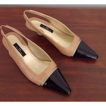 Susan van der Linde Marguerite Camel Leather Slingback Heel -39 1/2 Retail $695