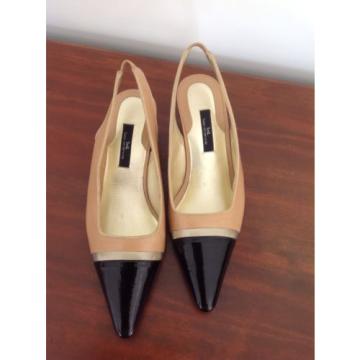 Susan van der Linde Marguerite Camel Leather Slingback Heel -39 1/2 Retail $695