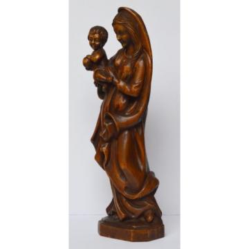 Große Holz Skulptur Linde geschnitzt Maria Muttergottes Madonna mit Kind 54 cm