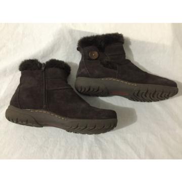 BearTraps &#039;Cammy&#039; Ankle Boots Brown Suede Faux Fur Linde Size 7.5M