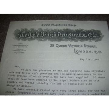 Linde British Refrigeration Co  Queen Victoria St  LONDON  Letterhead  1895