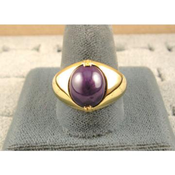 VINTAGE LINDE LINDY PLUM PURPLE STAR SAPPHIRE CREATED RING  YG PLATE .925 SS