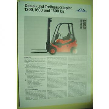 Sales Brochure Original Prospekt Linde Diesel &amp; Treibgas-Stapler H 12 H 16 H 18