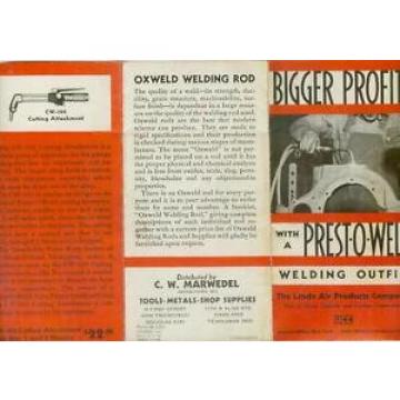 Prest-O-Weld Welding Outfit Linde Air Products Auto Tools Brochure  c1933