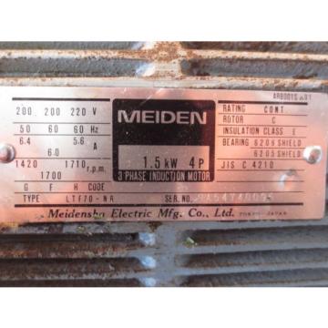 MEIDENSHA MEDEN MOTOR LTF70-NR NACHI PUMP VDR-1B-1A2-11 UVD-1A-A2-15-4-13