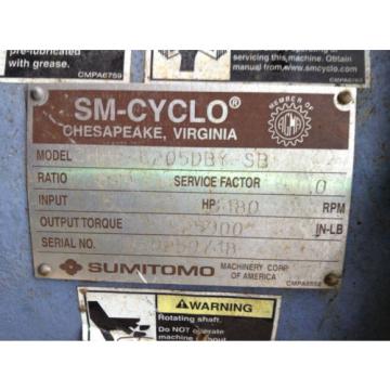 Sumitomo SM-Cyclo CHHS-6205DBY-SB Gear Drive/Speed Reducer 5HP 649:1 3480RPM