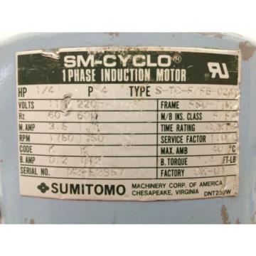 SUMITOMO S-TC-F/FB-02A1 Induction Motor w/ Gear Reducer RNYMS02-1330-SG-B-150