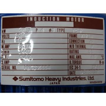 Sumitomo Induction Motor/Reducer TC-F 37kW 240V 50HZ 217A 1440RPM Ratio:8