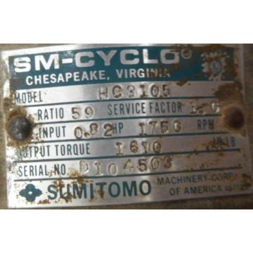 BALDOR MOTOR, VM3542, 75HP,1725RPM, SUMITOMO, SM-CYCLO REDUCER, HC3105, 1750RPM