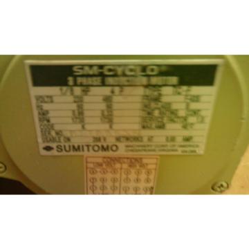 SUMITOMO CNFMS-01-4085YA-6 INDUCTION MOTOR 1/8 HP 3 PHASE 230V 292 RPM