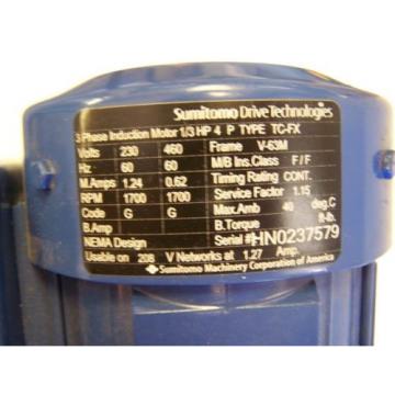 Sumitomo SM-Cyclo 6000 In-Line Gearmotor CNHMS03-6125DBYA-289 1/3HP Ratio 289:1