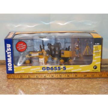 Komatsu GD655 Motor Grader w/Ripper &amp; GPS Base First Gear 1/50 NIB