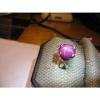 BIG 12MM CLARET RED LINDE STAR SAPPHIRE RING .925 STERLING SILVER SIZE 7.