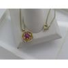 Solid 14k Yellow Gold Pink Ruby Lindi Linde Lindy Star Diamond Pendant Necklace