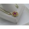 Solid 14k Yellow Gold Pink Ruby Lindi Linde Lindy Star Diamond Pendant Necklace