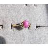 VINTAGE LINDE LINDY PINK STAR RUBY CREATED SAPPHIRE RING YEL GOLD PLATE .925 S/S