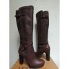 UGG TALL LINDE BROWN LEATHER HARNESS HIGH HEEL BOOTS, US 8.5/ EUR 39.5  ~ NEW