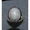 MENS 16X12mm 9+ CT LINDE LINDY WHITE STAR SAPPHIRE CREATED SECOND RING SS