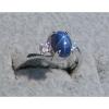 VINTAGE LINDE LINDY CORNFLOWER BLUE STAR SAPPHIRE CREATED RING RD PLATE .925 S/S