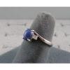 VINTAGE LINDE LINDY CORNFLOWER BLUE STAR SAPPHIRE CREATED RING RD PLATE .925 S/S