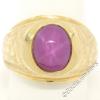 Men&#039;s Large Heavy Florentine Finished 14K Yellow Gold Bezel Linde Star Ruby Ring