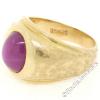 Men&#039;s Large Heavy Florentine Finished 14K Yellow Gold Bezel Linde Star Ruby Ring