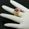 Men&#039;s Large Heavy Florentine Finished 14K Yellow Gold Bezel Linde Star Ruby Ring