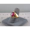 PMP LINDE LINDY TRANS RED STAR RUBY CREATED SAPPHIRE RING YEL GOLD PLATE .925 SS