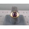 PMP LINDE LINDY TRANS RED STAR RUBY CREATED SAPPHIRE RING YEL GOLD PLATE .925 SS