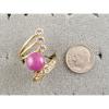 LINDE LINDY PINK STAR SAPPHIRE CREATED RUBY 2ND YELLOW GOLD ION PLT BRASS RING