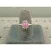 VINTAGE LINDE LINDY DUSKY ROSE STAR SAPPHIRE CREATED HALO RING RD PLT .925 SS