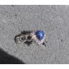 6MM HEART LINDE LINDY CF BLUE STAR SAPPHIRE CREATED 2ND RD PLT HALO .925 SS RING