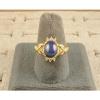 VINTAGE LINDE LINDY CF BLUE STAR SAPPHIRE CREATED CAPT HEART RING YGLDPL .925 SS